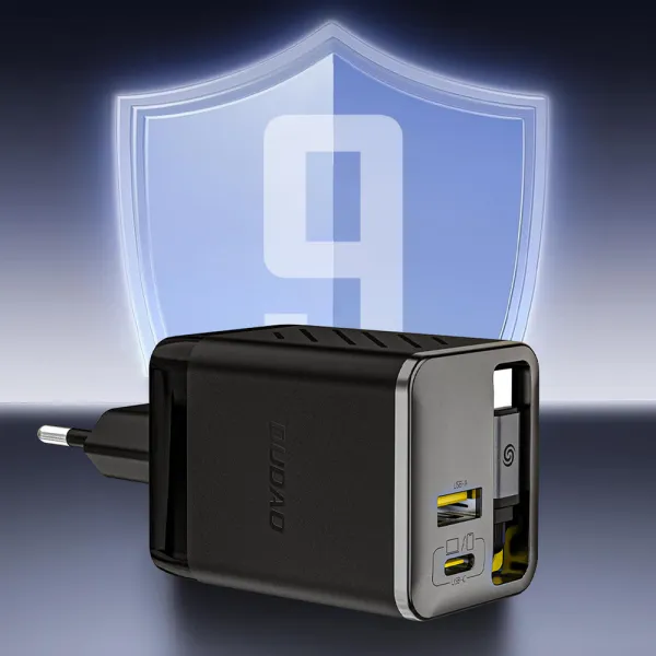 DUDAO A67EU GaN 67W Sieťová nabíjačka s káblom USB-C čierna