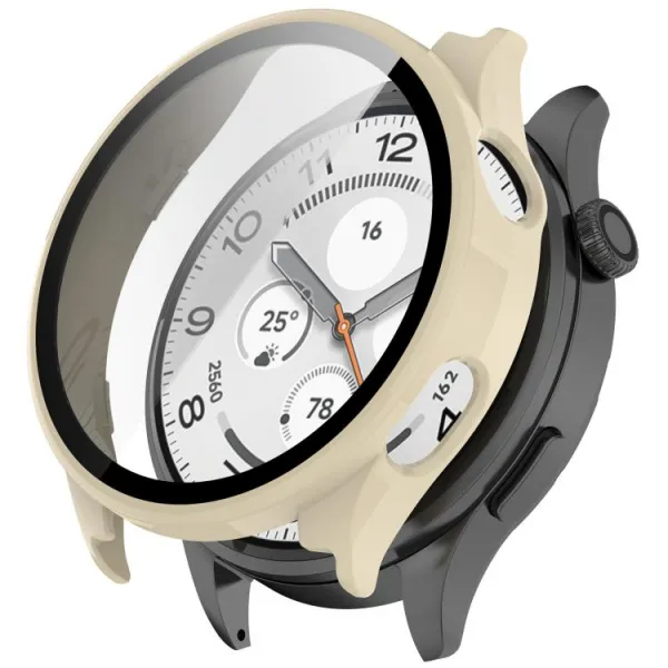 PC FULL COVER Plastový kryt so sklom pre Xiaomi Watch 5 IVORY WHITE
