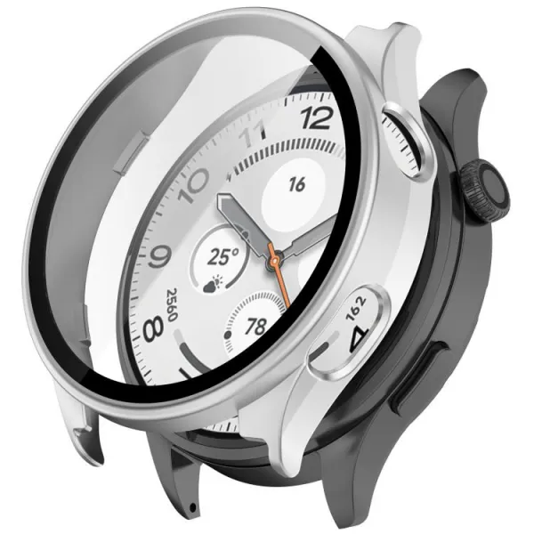 PC FULL COVER Plastový kryt so sklom pre Xiaomi Watch 5 strieborný