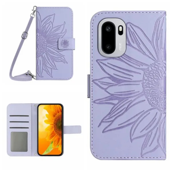 ART SUNFLOWER Peňaženkový kryt so šnúrkou pre OnePlus 15R fialový