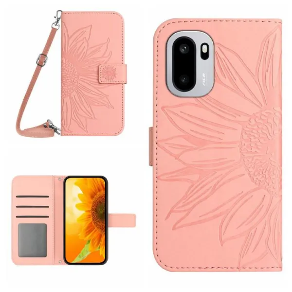 ART SUNFLOWER Peňaženkový kryt so šnúrkou pre OnePlus 15R ružový