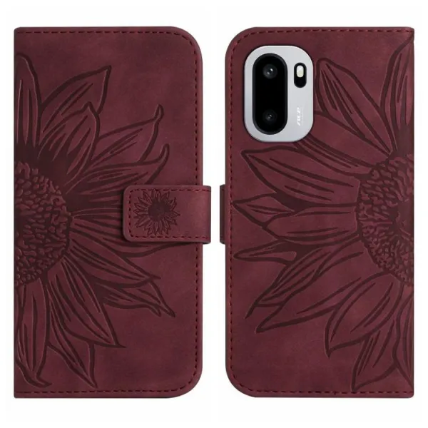 ART SUNFLOWER Peňaženkový kryt so šnúrkou pre OnePlus 15R bordový