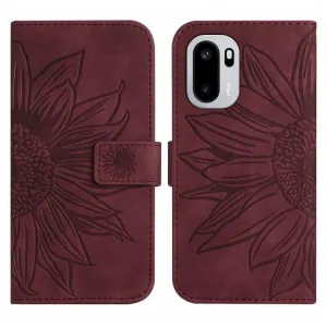 ART SUNFLOWER Peňaženkový kryt so šnúrkou pre OnePlus 15R bordový