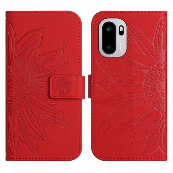 ART SUNFLOWER Peňaženkový kryt so šnúrkou pre OnePlus 15R červený