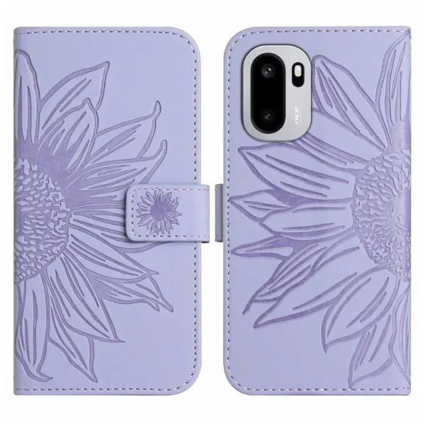 ART SUNFLOWER Peňaženkový kryt so šnúrkou pre OnePlus 15R fialový