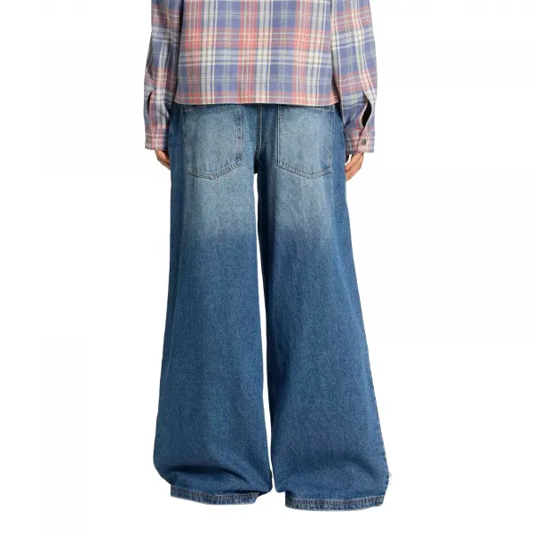 adidas Loose Denim Destressed Pants W "Medium Blue Denim" (KE3300)