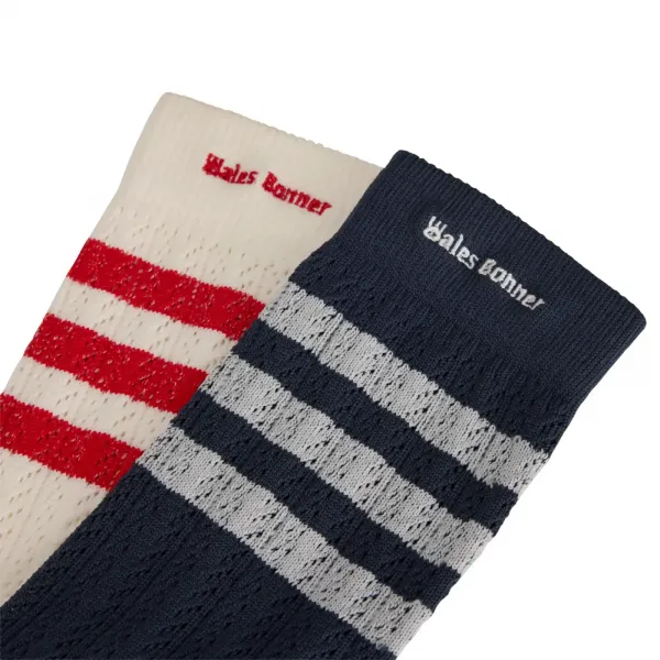 adidas x Wales Bonner Crochet High Socks "Chalk White Night Navy" (KB2324)