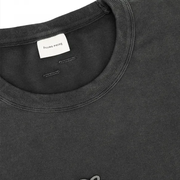 Filling Pieces Sweatshirt Boxy Embroidered "Vintage Black" (422430501142-136)