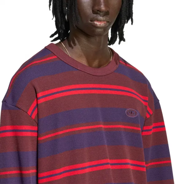 adidas 90s Alternative Sport Longsleeve Stripe Waffle Tee "Aurora Ruby" (KS6847)
