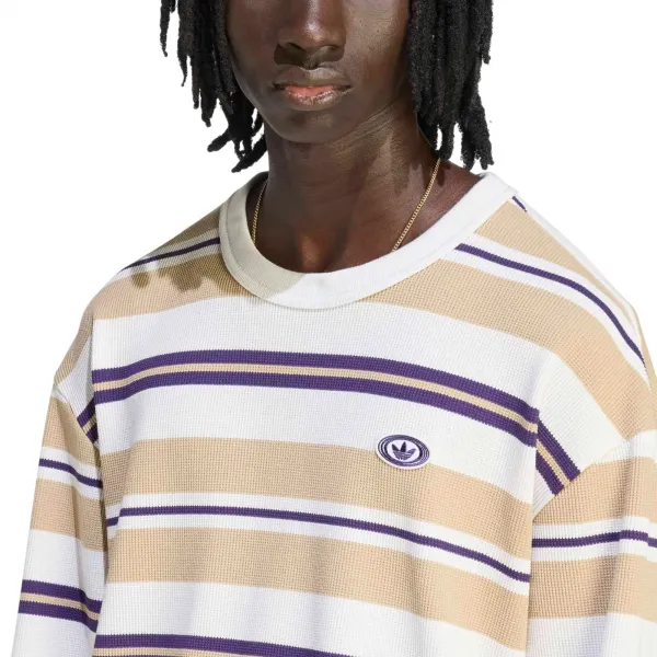 adidas 90s Alternative Sport Longsleeve Stripe Waffle Tee "Core White" (KS6849)