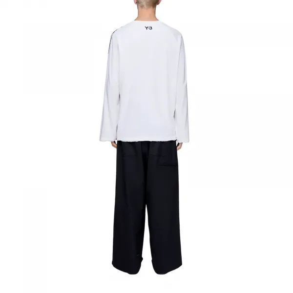 adidas Y-3 Raw Edge 3 Stripes Long Sleeve T-Shirt "Chalk White" (KS9747)