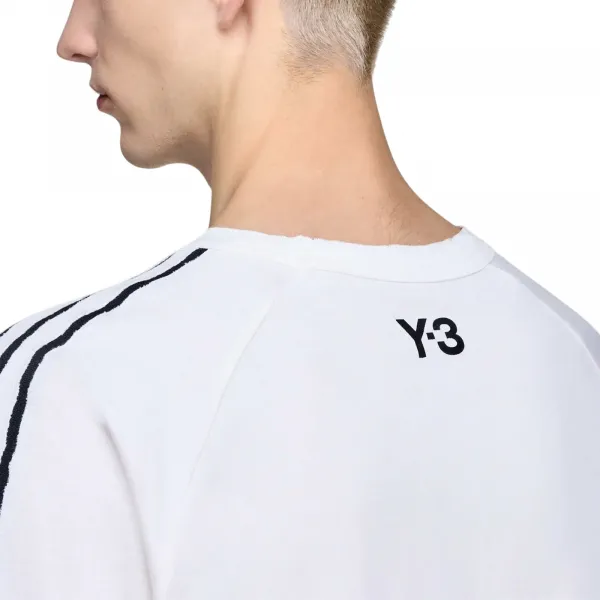 adidas Y-3 Raw Edge 3 Stripes Long Sleeve T-Shirt "Chalk White" (KS9747)