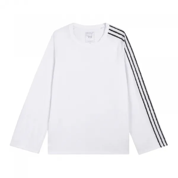 adidas Y-3 Raw Edge 3 Stripes Long Sleeve T-Shirt "Chalk White" (KS9747)