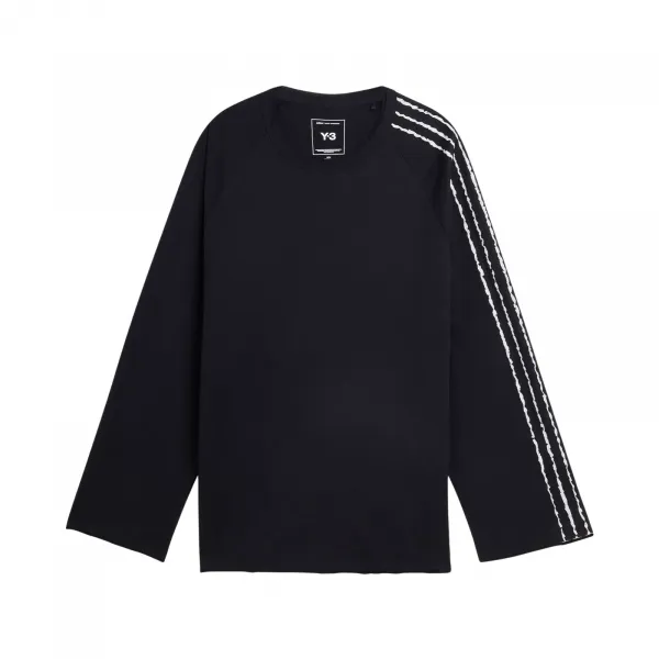 adidas Y-3 Raw Edge 3 Stripes Long Sleeve T-Shirt "Black" (KQ9795)