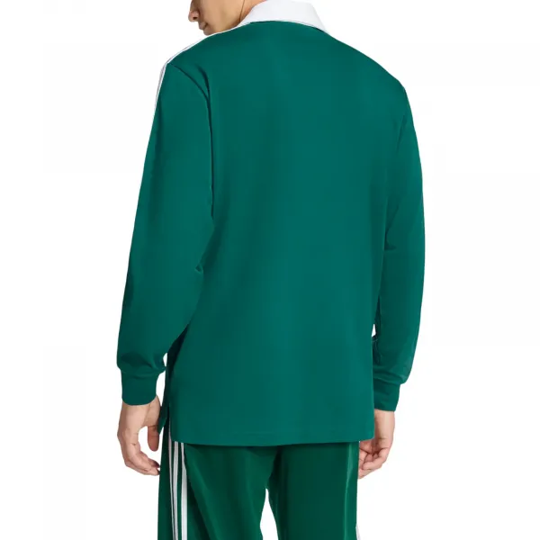 adidas 3 Stripes Button Collar Sweatshirt "Collegiate Green" (KE3572O)