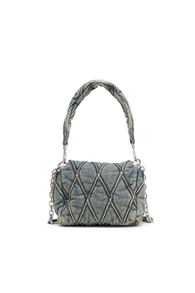 Kabelka Diesel Charm-D Shoulder S Bag Blue Dirty Wash