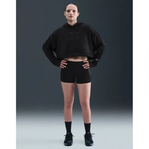 Dámska tréningová mikina s kapucňou NIKE PRO W NP TF FLC HOODIE GG GRX BLACK WHITE