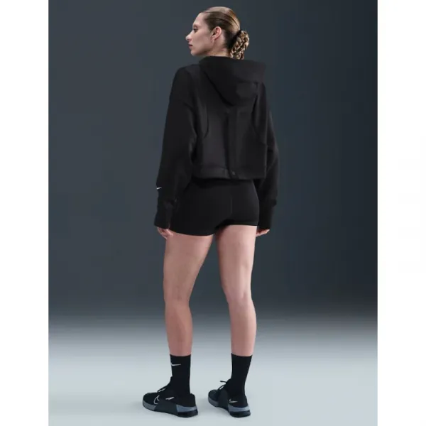 Dámska tréningová mikina s kapucňou NIKE PRO W NP TF FLC HOODIE GG GRX BLACK WHITE