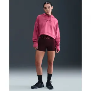 Dámska tréningová mikina s kapucňou NIKE PRO W NP TF FLC HOODIE GG GRX SWEET BEET WHITE