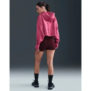 Dámska tréningová mikina s kapucňou NIKE PRO W NP TF FLC HOODIE GG GRX SWEET BEET WHITE