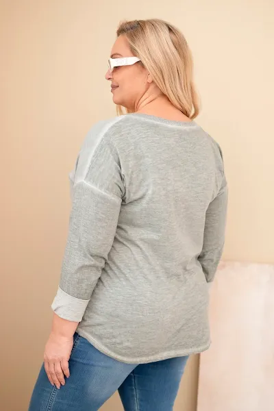Plus size blúzka s potlačou a perlami