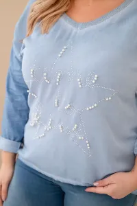 Dámska blúzka Kesi Plus Size s potlačou a perlami
