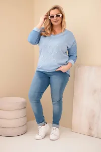 Dámska blúzka Kesi Plus Size s potlačou a perlami