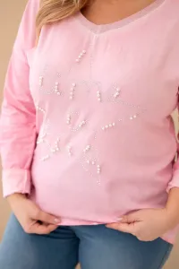 Plus size blúzka s potlačou a perlami