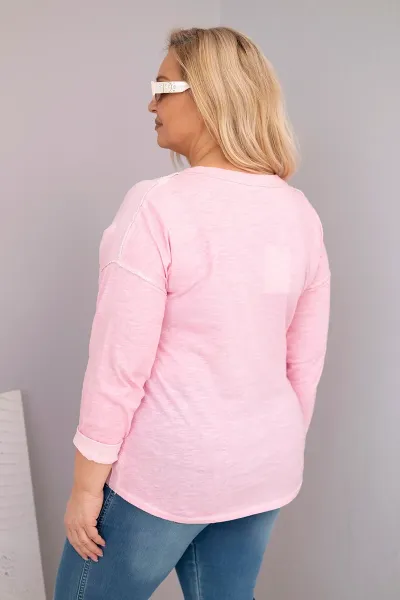 Kesi Włoski Dámska blúzka Plus Size s nápisom Love You More svetloružová