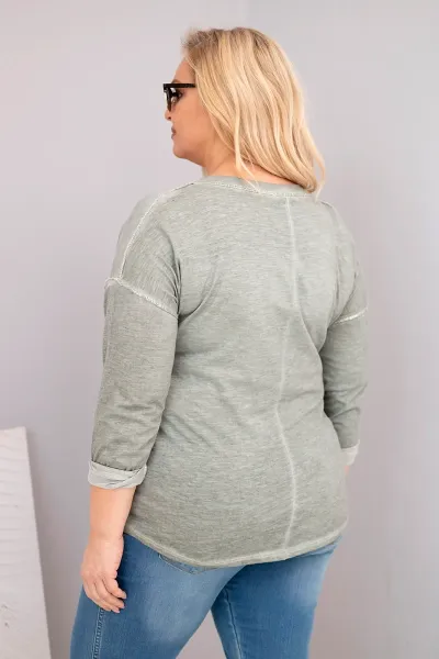 Kesi Włoski Dámska blúzka Plus Size s potlačou Love You More khaki