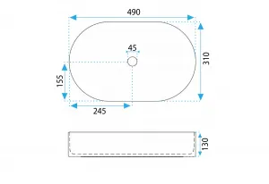 Umyvadlo na desku Rea Vanda 49 cm bílé