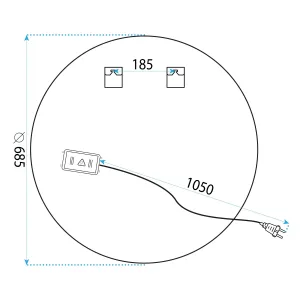 REA Dotykové nástěnné zrcadlo s LED osvětlením Bas 68,5 cm