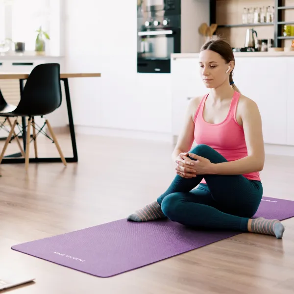 Profitent Gymnastická podložka na jogu, pilates, fitness, 183x61cm, hrúbka 1cm, materiál NBR, fialová