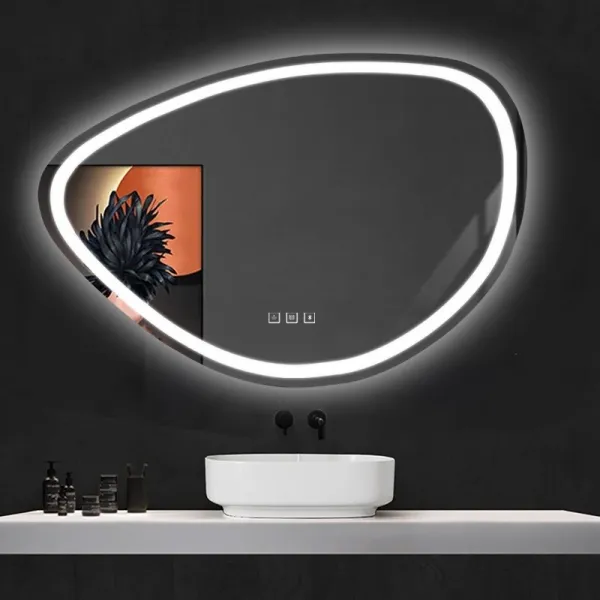 REA Nástěnné LED zrcadlo s reproduktorem Fog 100 cm stříbrné