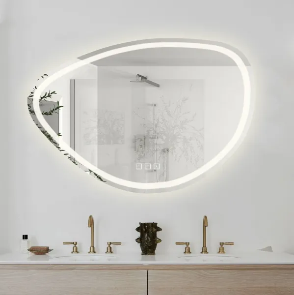 REA Nástěnné LED zrcadlo s reproduktorem Fog 100 cm stříbrné