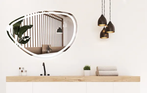 REA Nástěnné LED zrcadlo s reproduktorem Fog 100 cm stříbrné