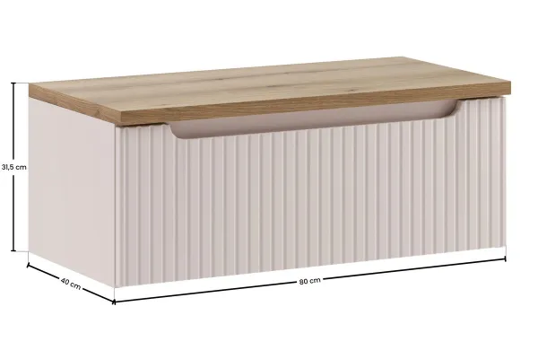 Comad Závesná skrinka pod umývadlo Nova Cashmere s doskou 80 cm kašmírová/dub coast evoke