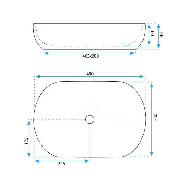 Umývadlo na dosku Rea Lisa 49 cm biele