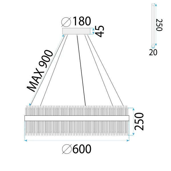 TooLight Závesný LED krištáľový luster APP1516-CP60 strieborný