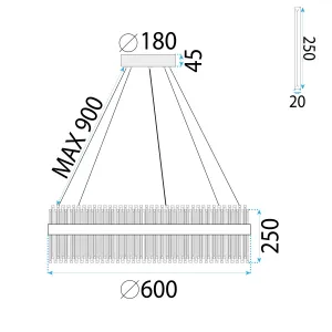 TooLight Závesný LED krištáľový luster APP1516-CP60 strieborný