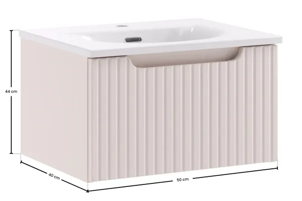 Comad Závesná skrinka Nova Cashmere Sky so zápustným umývadlom 50 cm kašmírová