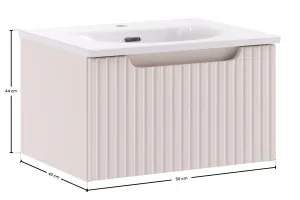 Comad Závesná skrinka Nova Cashmere Sky so zápustným umývadlom 50 cm kašmírová