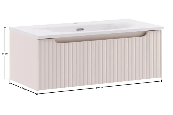 Comad Závesná skrinka Nova Cashmere Sky so zápustným umývadlom 80 cm kašmírová