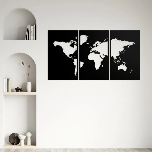 Drevená nálepka na stenu - Mapa sveta