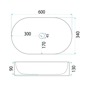 Umyvadlo na desku Rea Vanda 60 cm bílé