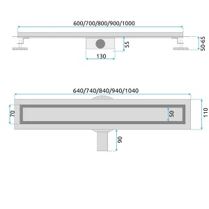 Lineární odtokový žlab Rea Neox 80 cm zlatý