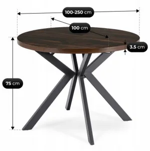 JAKS Okrúhly rozkladací stôl Lukas čierny 100 - 250 cm orech