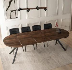 JAKS Okrúhly rozkladací stôl Lukas čierny 100 - 250 cm orech