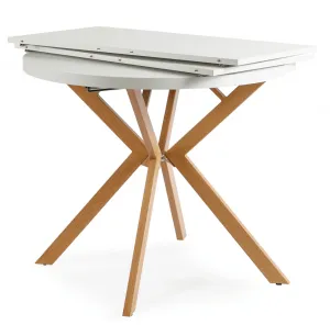 JAKS Okrúhly rozkladací stôl biely 90 - 190 cm dub Lugo