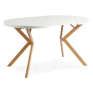 JAKS Okrúhly rozkladací stôl biely 90 - 190 cm dub Lugo